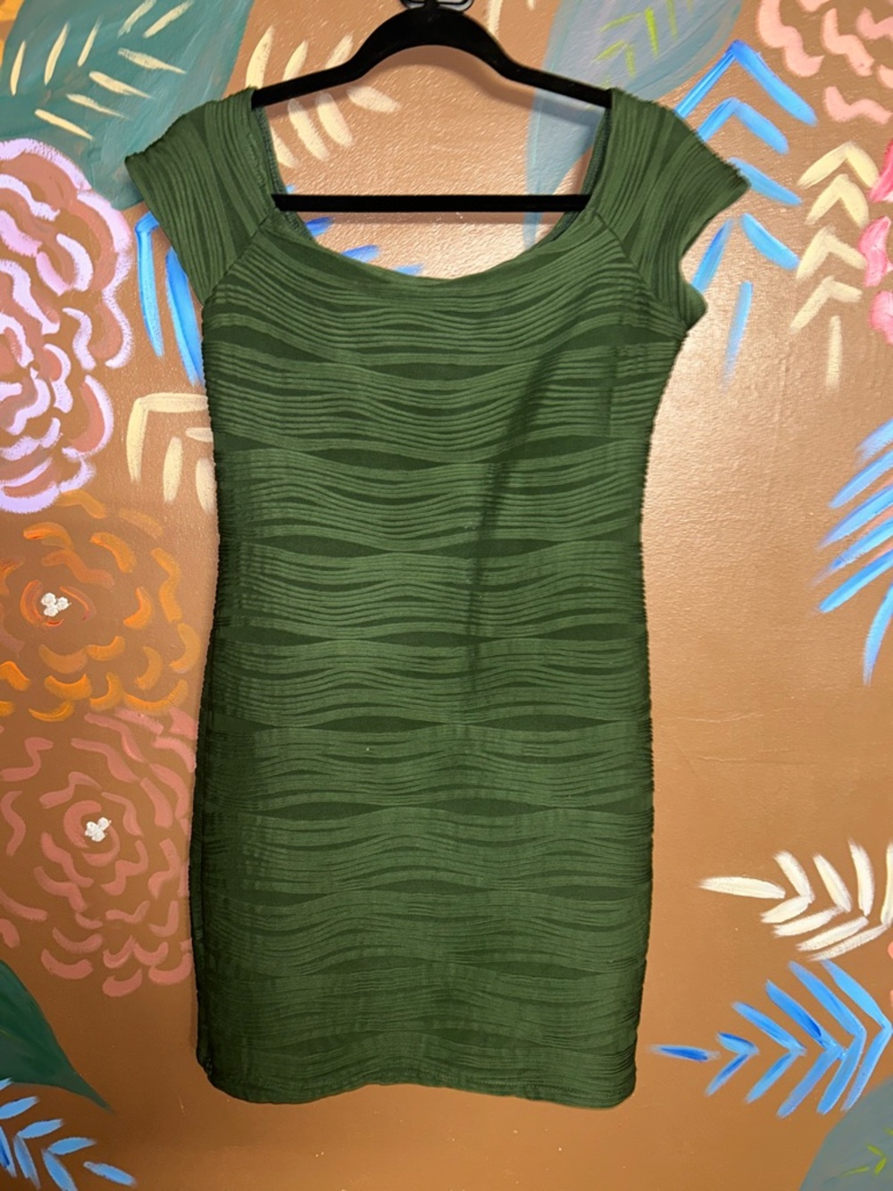 Brat Star Olive Green Textured Cap-Sleeve Maxi Dress - Picture 3 of 3